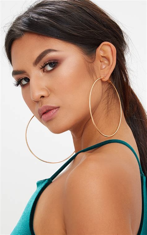 Gold Extra Large Hoop Earring Accessories Prettylittlething Usa