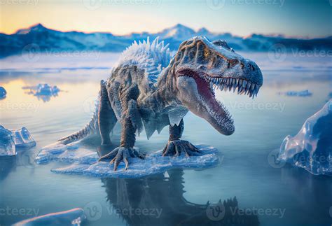 glacial period. extinction of the dinosaurs. reptile ingrown into ice