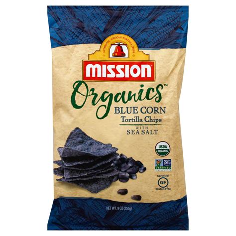 mission organics blue corn tortilla chips shop chips at h e b