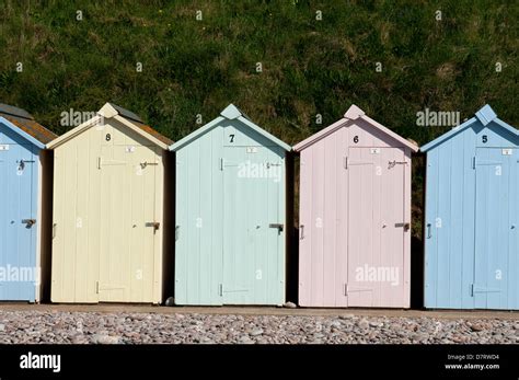 Beach Huts Budleigh Salterton Devon England UK Stock Photo Alamy