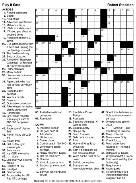 Safety Crossword Puzzles