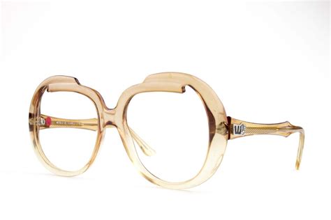 vintage eyeglasses 70s clear oversized glasses nos 1970s clear brown eyeglass frame nos