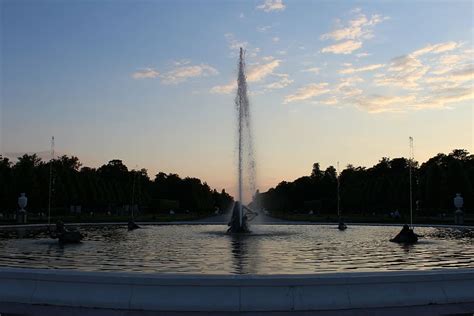 Hd Wallpaper Fountain Water Water Jet Water Fountain Evening Park