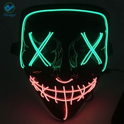 Deago Halloween Mask Led Light Up El Wire Cosplay Glowing