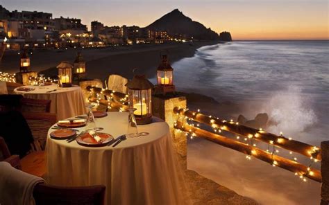 Ocean Front Romantic Restaurant Cabo San Lucas Seaside Dinner