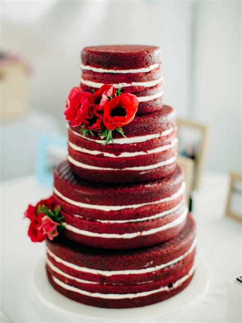 Red Velvet Cake Icing Naked Red Velvet Layer Cake With Cream Cheese
