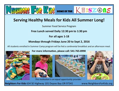 Your content goes here one in four children in oklahoma has inconsistent access to nutritious food. Free Summer Lunch for Kids at the Kids Zone | Neighbors ...