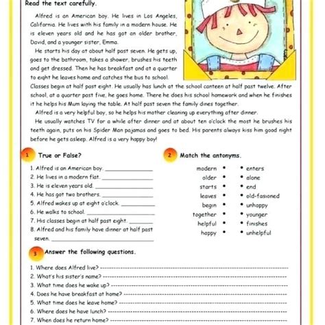 Comprehension Worksheets Free Worksheet Year 2 3rd Grade Reading