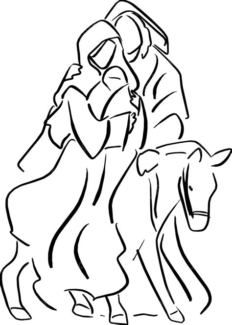 Mary Joseph And Donkey With Baby Jesus In A Nativity Scene Vector