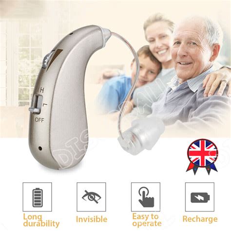 Rechargeable Bte Digital Hearing Aid Voice Amplifier Adjustable Behind