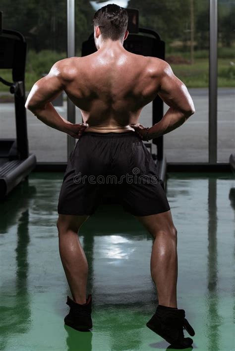 Muscular Man Flexing Muscles Stock Photo Image Of Dark Abdominal