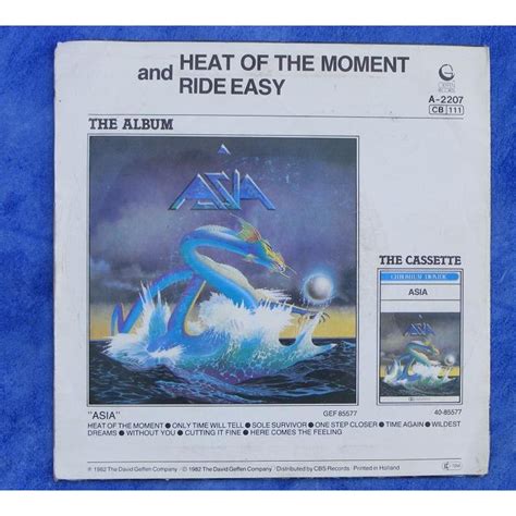 Asia Heat Of The Moment Ride Easy 7inch Sp For Sale On