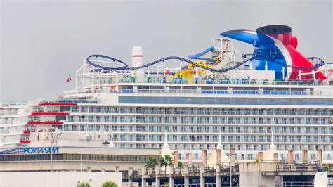 Cruise Ship With A Roller Coaster Arrives In Miami