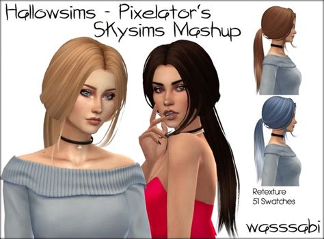 Hallowsims Pixelator Skysimss Mashup Hair At Wasssabi Sims Sims 4