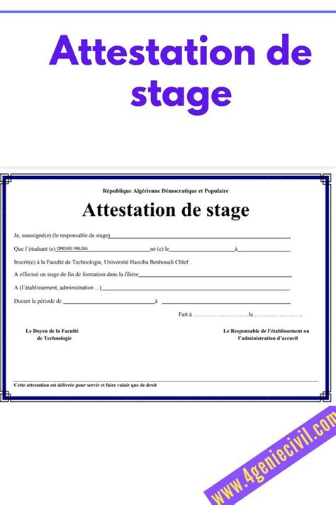 W Exemples De Modèles D Attestation De Stage Word Gratuit Et  Artofit