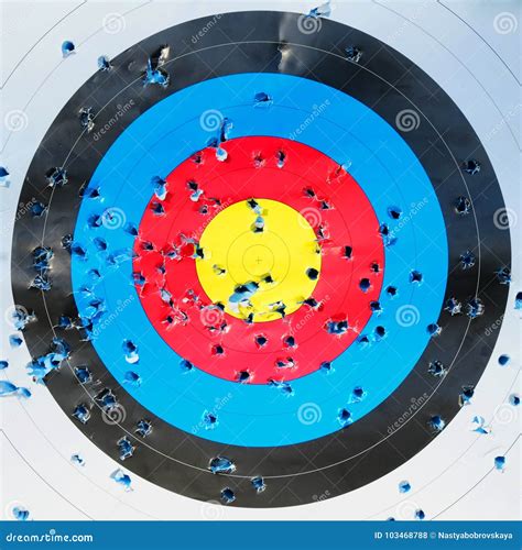 Close Up Of A Shooting Target With Bullet Holes Stock Photo Image Of