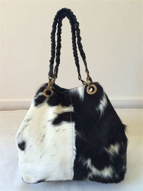 Cowhide Purse Gray Unique Piece Cow Hide Handbag Leather Etsy