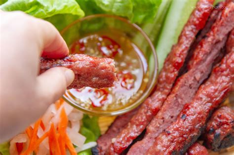 Vietnamese Grilled Pork Sausage Nem Nuong — Vicky Pham Recipe