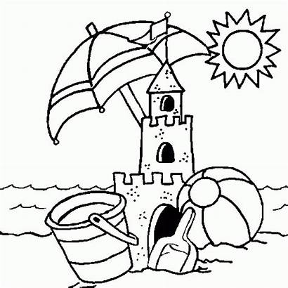 Summer Sand Castle Coloring Drawing Pages Vacation