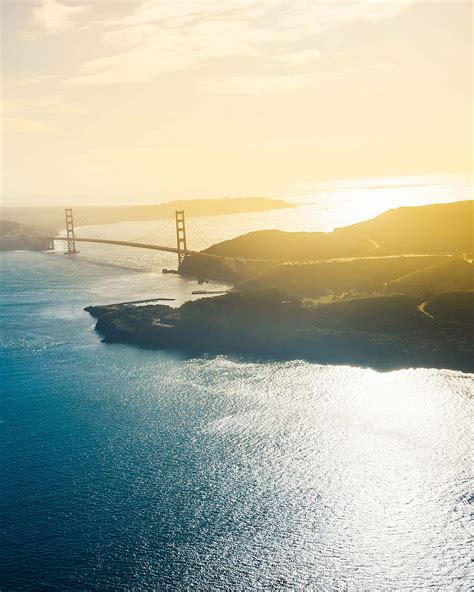 Udara Fotografi Keemasan Gerbang San Fransisco Laut Samudra Air