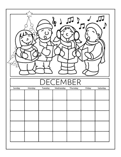 Printable December Calendar Coloring Page Download Print Or Color