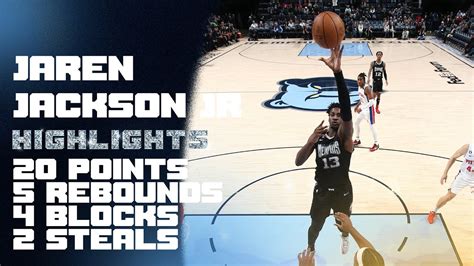 Jaren Jackson Jr Highlights Vs Detroit Pistons 20 Points 5