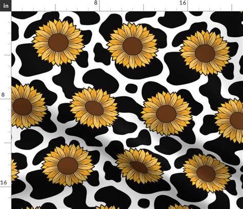 Sunflower Cow Print Large Fabric Spoonflower
