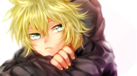 Anime boy blonde hair tumblr. Vocaloid Kagamine Len green eyes anime boys wallpaper | 1600x900 | 249197 | WallpaperUP | Blonde ...