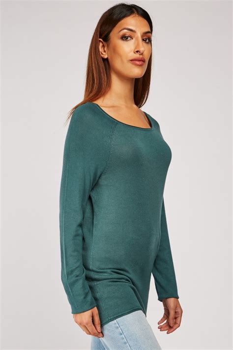 Raglan Sleeve Plain Knit Sweater Just 7