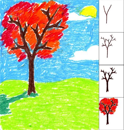 Fall Oil Pastel Tree Art Projects For Kids