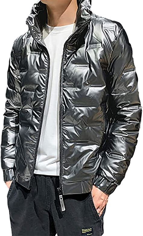 yud männer stehen kragen daunenjacke 2020 glänzende jacke mit kapuze warme jacke mode amazon