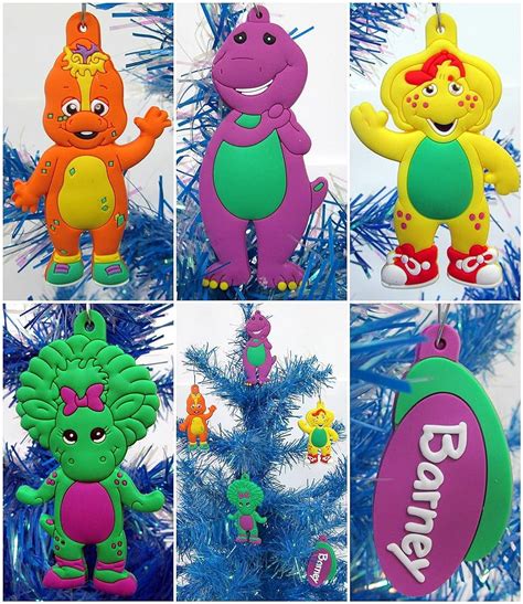 Barney Holiday Christmas Ornament Set Unique Shatterproof Plastic