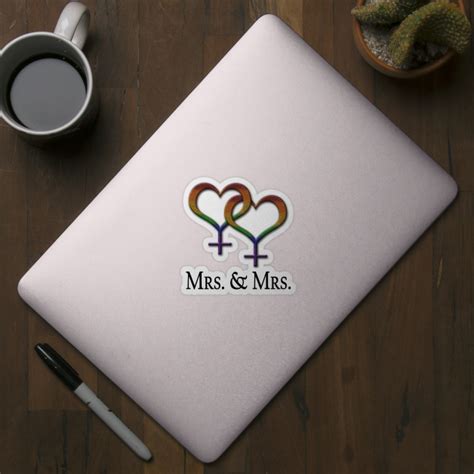 mrs and mrs lesbian pride sticker teepublic