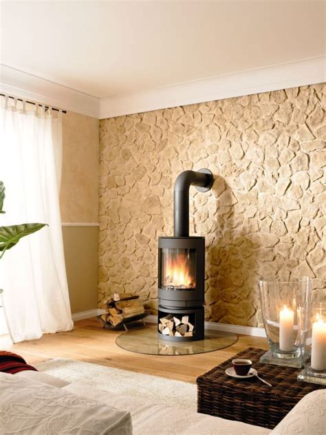 Sie finden uns eine große auswahl an natursteinen für wand und boden. Wände im Naturstein-Look | Steinwand wohnzimmer ...