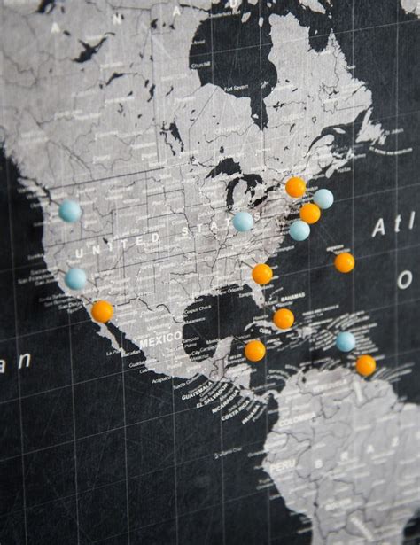 World Travel Map Pin Board Wpush Pins Modern Slate