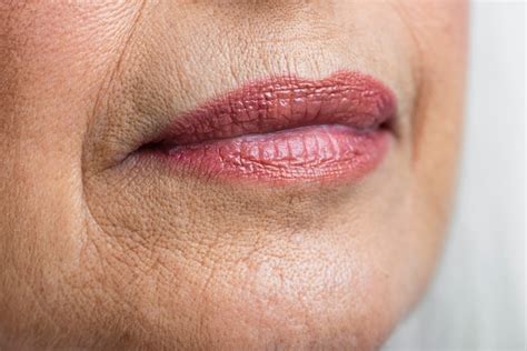 free photo close up mature woman pink lips