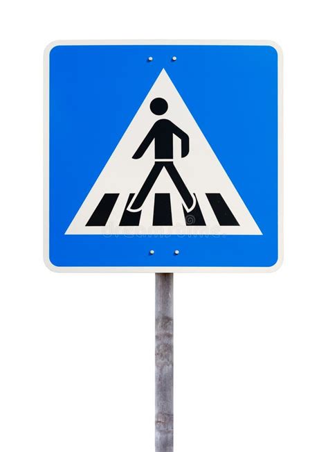 Blue Square Traffic Sign For Pedestrian Crossing Stock Image Image Of
