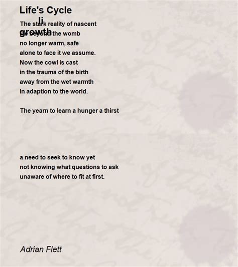 Lifes Cycle 11 Growth Poem By Adrian Flett Poem Hunter