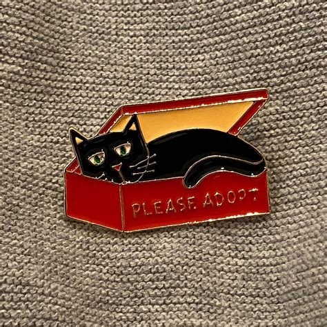 Please Adopt Pin Cat Pin Black Cat Pin Adoption Pin Etsy