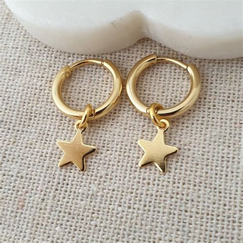 Gold Star Huggie Hoops By Misskukie