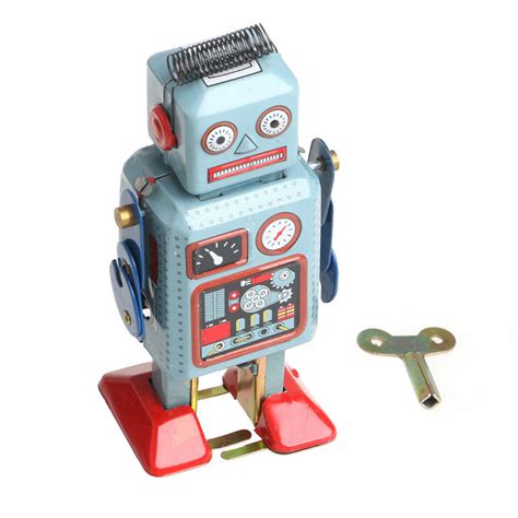 Vintage Mechanical Clockwork Wind Up Walking Tin Robot Children Toys