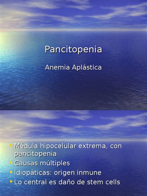Pancitopenia Hematopoyesis Anemia