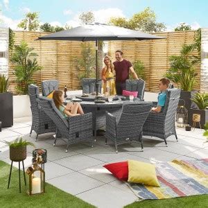 Anton ceramic marble and harper champagne velvet 6 seater dining set. Chimes - Nova Mixed Grey Ruxley 8 Seat Reclining Dining ...