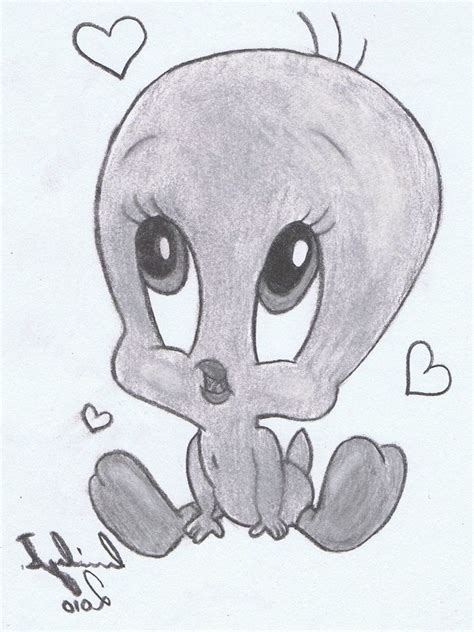 Tweety Inspired Black And White Pencil Sketch How To Draw Step By
