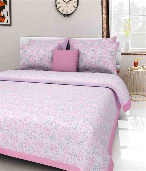 Uniqchoice Pink Cotton Double Bed Sheet With 2 Pillow Cover Buy