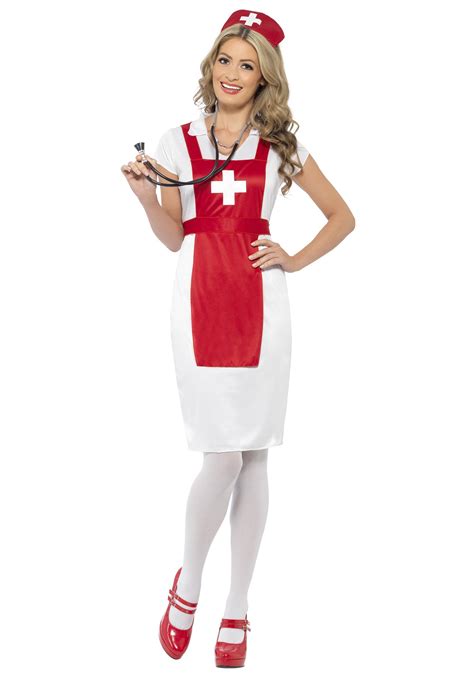 Womens A And E Nurse Costume Costume Infirmière Robe Rouge Et Blanche Infirmière Sexy