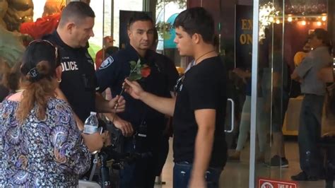 Giving Roses To Cops In Memory Of Dallas Police Youtube