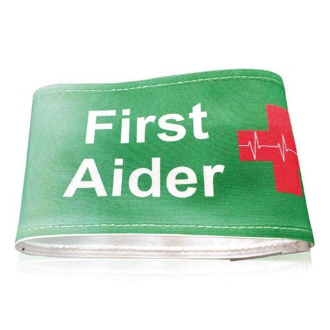 First Aiders Arm Bands White With Green And Red Printed Logo