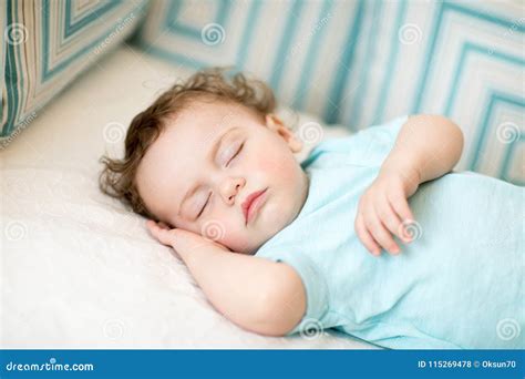 Adorable Toddler Boy Taking A Nap Stock Photo Image Of Child