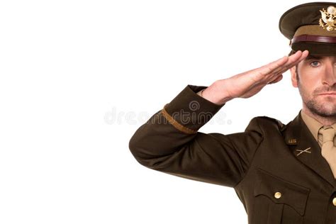 Portrait Dune Salutation Patriotique De Soldat Image Stock Image Du